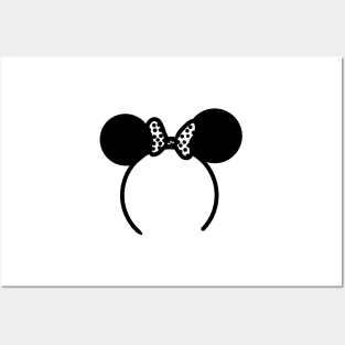 Black and White Minnie Ears Posters and Art